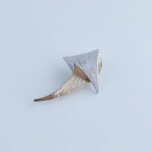 Vintage Michele Lynn Brooch Pin Two Toned Silver and Gold Abstract Minimalist